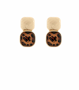 Leopard Stone Stud Earrings