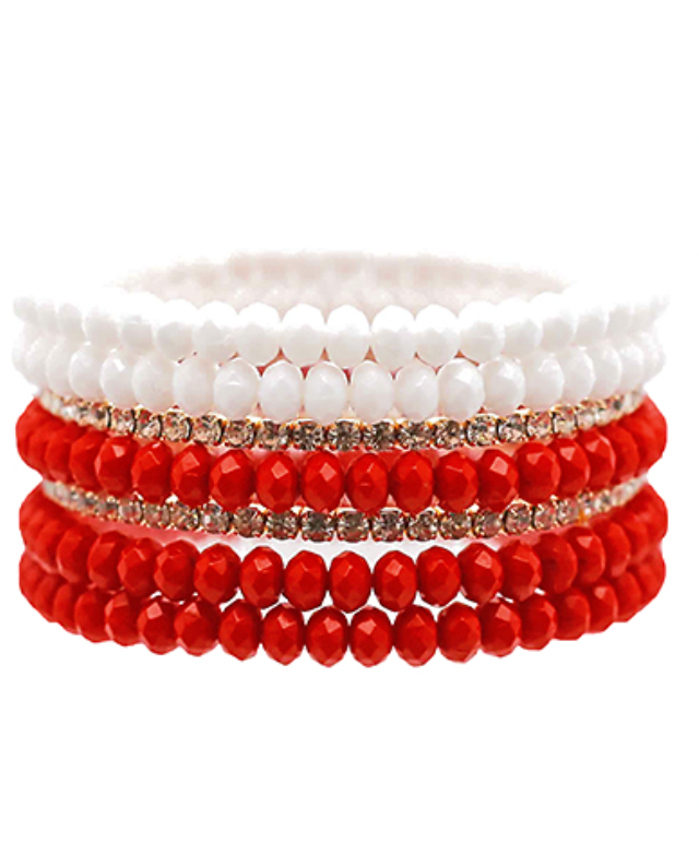 Red & White 7 Row Bracelet