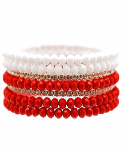 Red & White 7 Row Bracelet