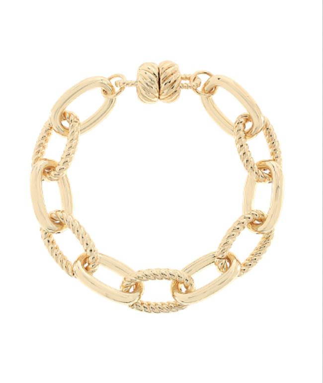 Textured Oval Chain Bracelet