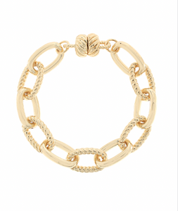 Textured Oval Chain Bracelet
