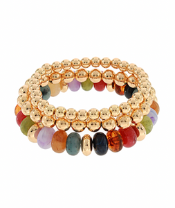 3 Row Beaded Multi Bracelet - 2 Colors Available