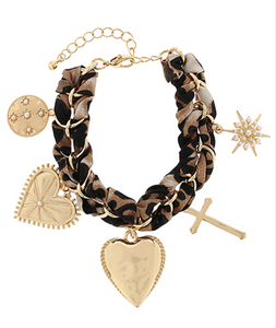 Leopard Scarf Charm Bracelet