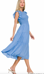 Load image into Gallery viewer, Smocked Tiered Midi Dress
