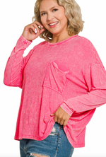 Load image into Gallery viewer, Pink Slouchy Pocket Top
