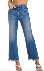 Load image into Gallery viewer, Distressed Hem Straight Jeans
