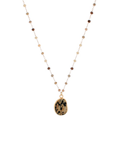 Stone Pendant Glass Necklace - 2 colors available