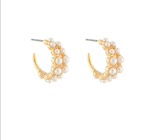 Double Pearl Open Hoops