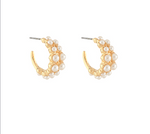 Load image into Gallery viewer, Double Pearl Open Hoops
