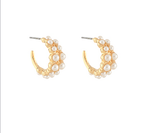 Double Pearl Open Hoops