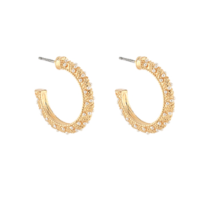 Textured Pearl Open Hoops