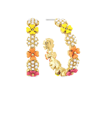 Flower Pearl Hoops