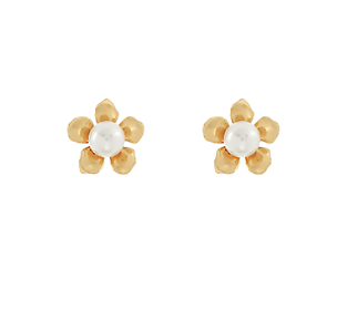 Flower Pearl Stud Earrings