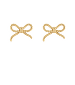 Load image into Gallery viewer, Rope Style Gold Bow Earrings
