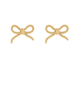 Rope Style Gold Bow Earrings