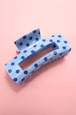 Load image into Gallery viewer, Denim Blue Polka Dot Claw Clip
