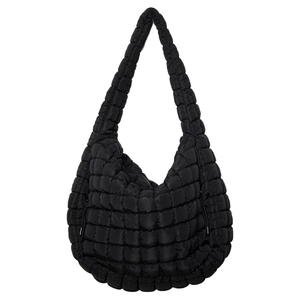 Trendy Hobo Quilted Tote Bags - Black