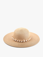 Load image into Gallery viewer, Dion Seashell Wide Brim Straw Hat - Beige
