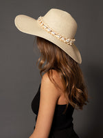 Load image into Gallery viewer, Dion Seashell Wide Brim Straw Hat - Beige
