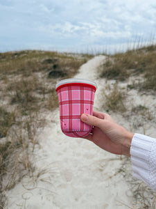 Pink Checkered Hearts Coffee Sleeve
