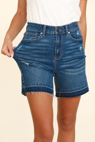 Tummy Control High Rise Denim Shorts