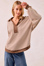 Load image into Gallery viewer, Striped Knit Collard Top
