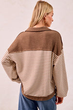 Load image into Gallery viewer, Striped Knit Collard Top
