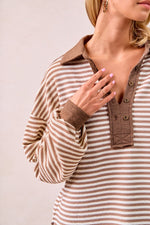 Load image into Gallery viewer, Striped Knit Collard Top
