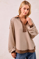 Load image into Gallery viewer, Striped Knit Collard Top
