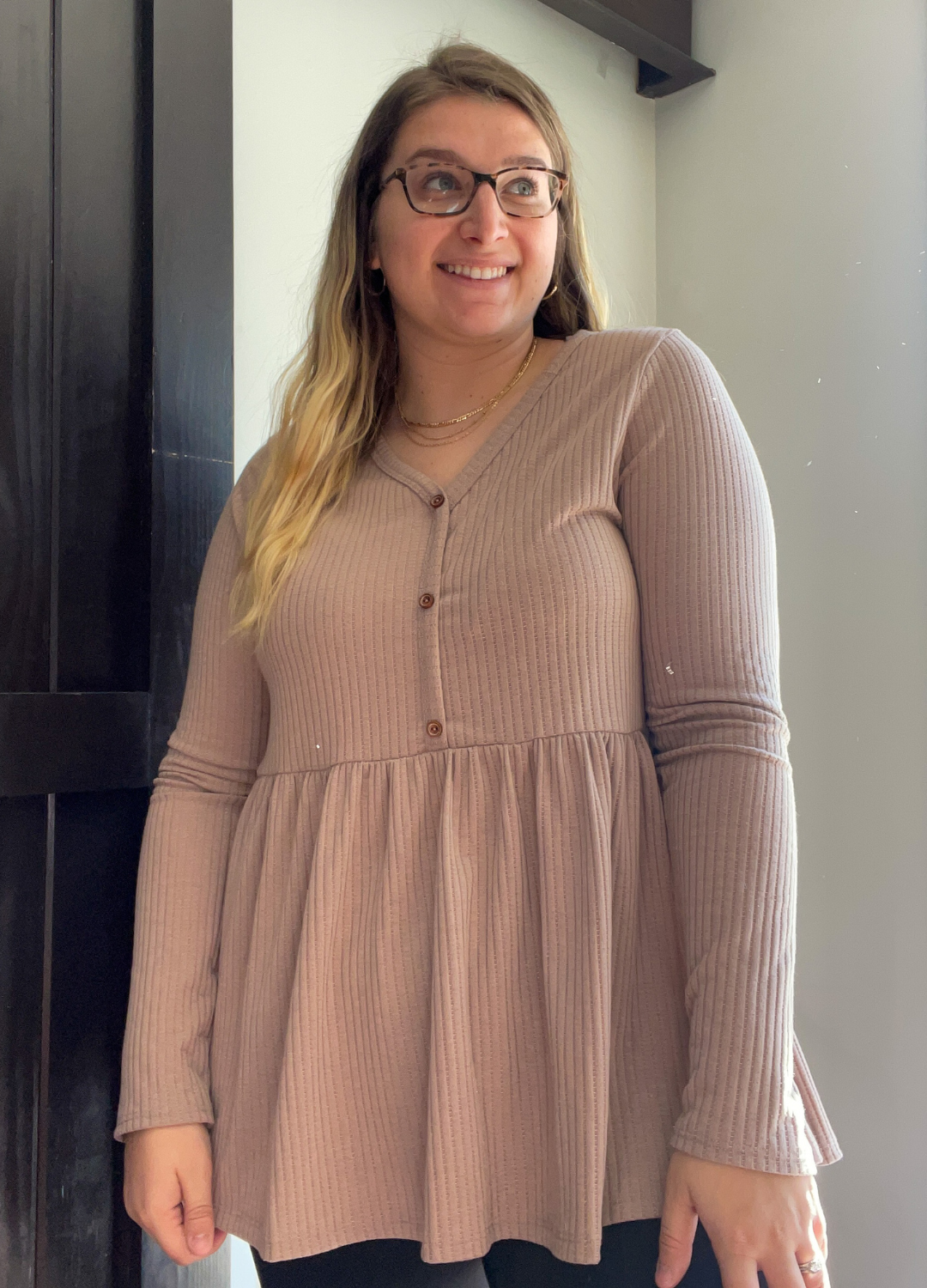 Tan peplum deals top