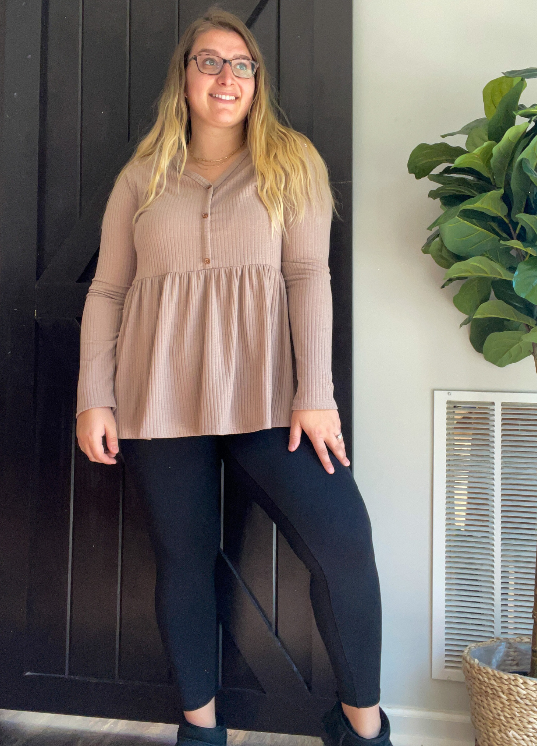 Tan online peplum top